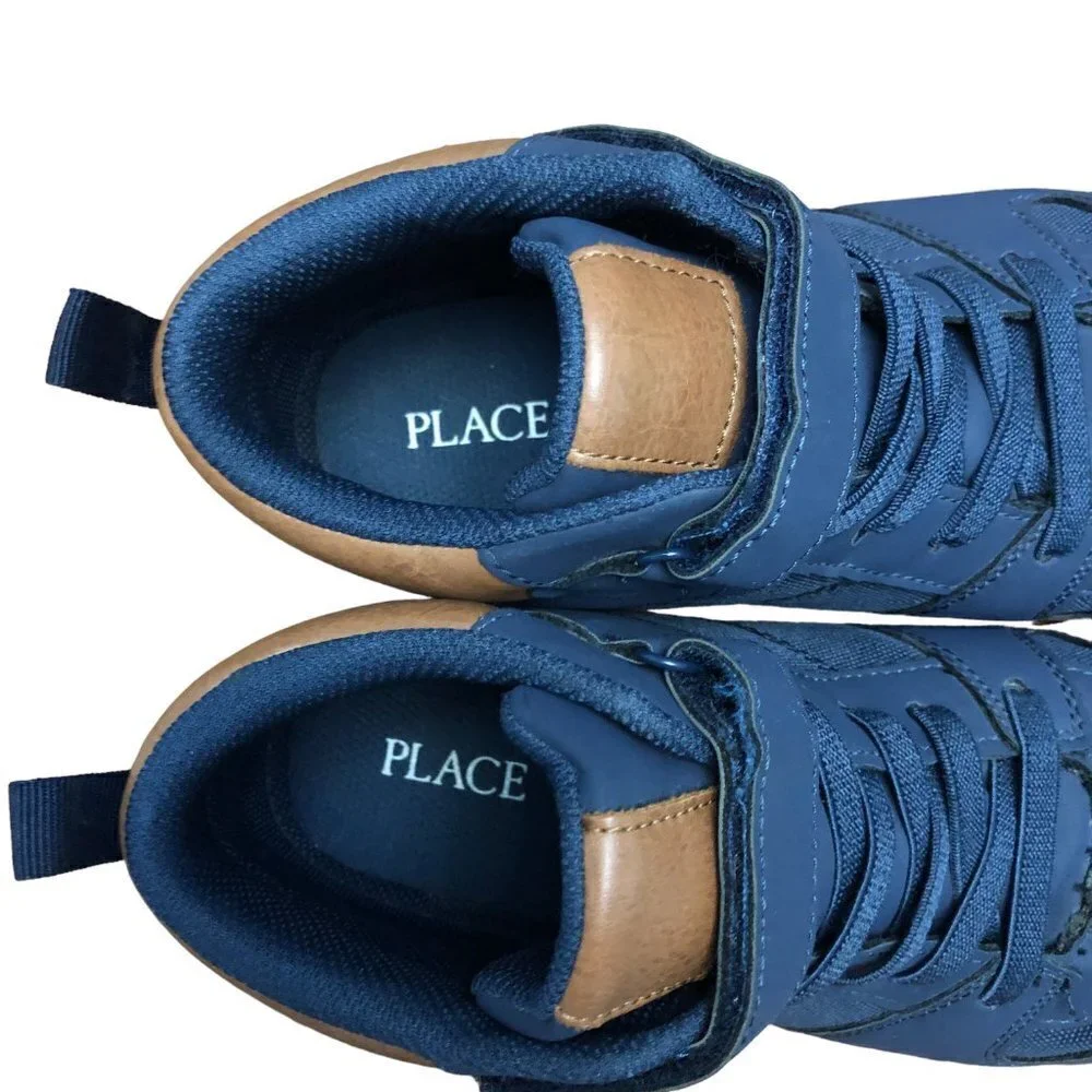 The Children’s Place Boys Size 5 High Top Sneakers Hook and Loop Navy EUC